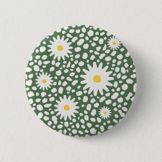 Badge Rond 5 Cm Bouton Motif vert floral
