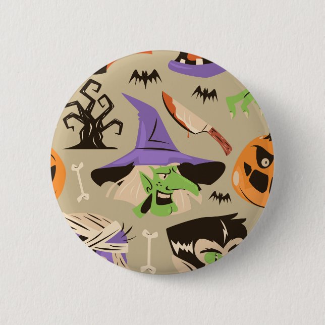 Badge Rond 5 Cm Bouton motif vintage Halloween (Devant)