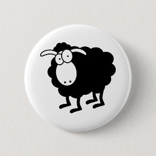 Badge Rond 5 Cm Bouton Mouton Noir