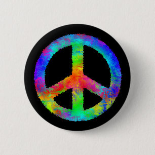 Badge Rond 5 Cm Bouton multicolore de signe de paix