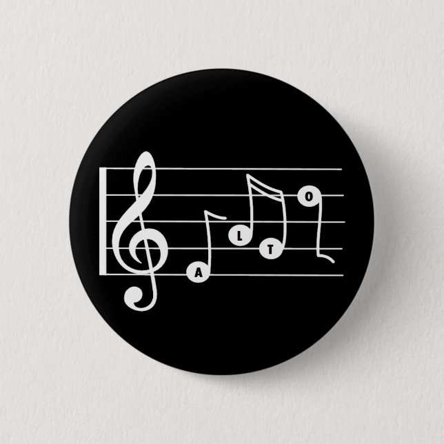 Badge Rond 5 Cm Bouton musical Alto Singer (noir) (Devant)