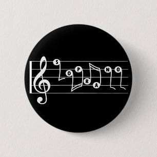 Badge Rond 5 Cm Bouton musical de chanteur de soprano (noir)