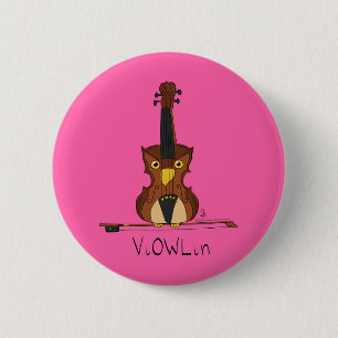 Badge Rond 5 Cm Bouton musical ViOWLin Chouette violon