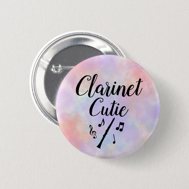 Badge Rond 5 Cm Bouton musique Clarinet Cutie Watercolor (Devant & derrière)