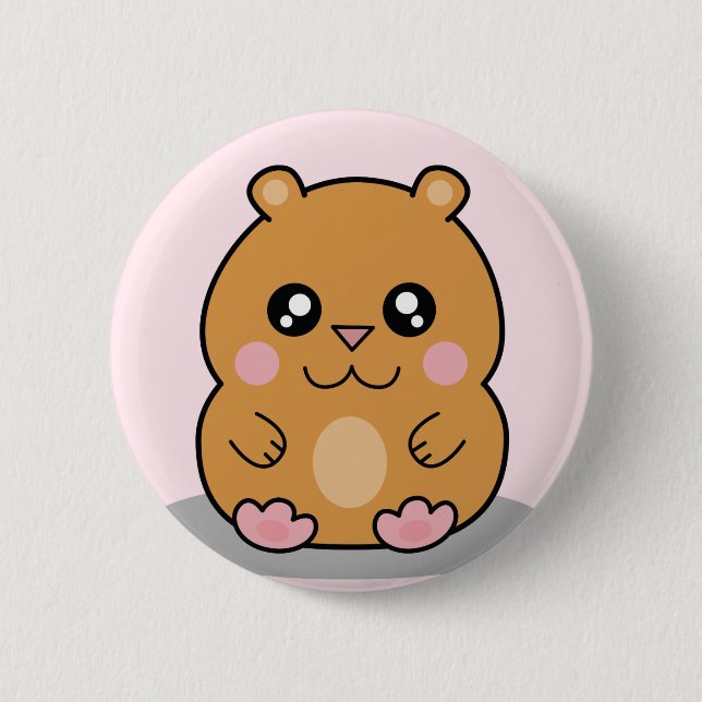 Badge Rond 5 Cm Bouton nain mignon de bande dessinée de hamster de (Devant)