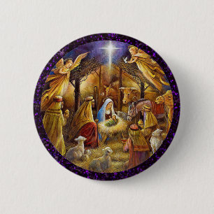 Badge Rond 5 Cm Bouton Nativité