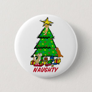 Badge Rond 5 Cm Bouton Naughty Kitties
