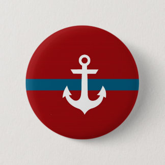 Badge Rond 5 Cm Bouton nautique d'insigne d'Ancre - bleu marine et