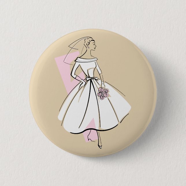 Badge Rond 5 Cm Bouton Neutre de mariée mode (Devant)