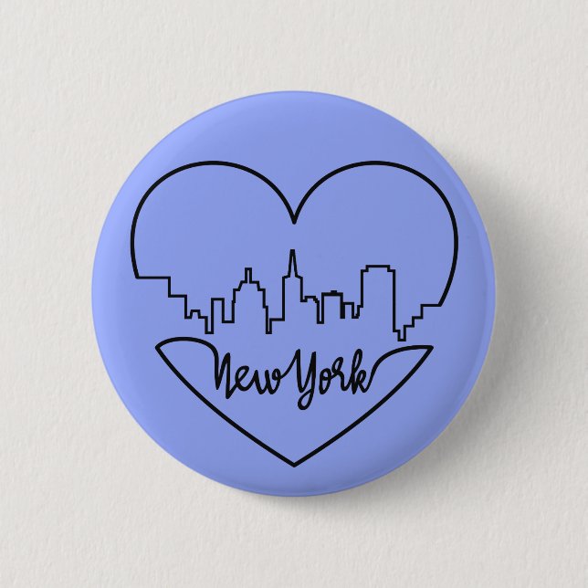 Badge Rond 5 Cm Bouton New York Heart (Devant)