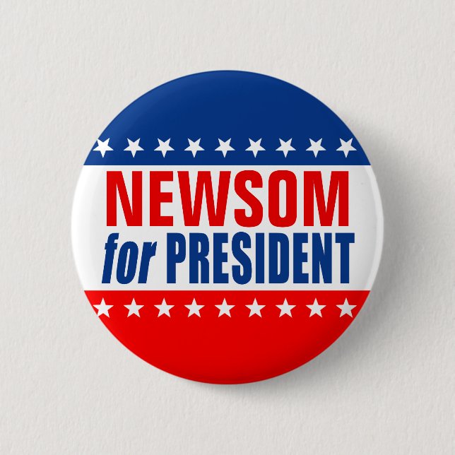 Badge Rond 5 Cm Bouton "NEWSOM for PRESIDENT" (Devant)