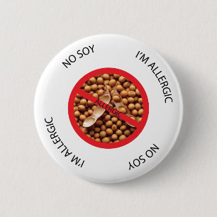 Badge Rond 5 Cm Bouton No Soy Allergy Alert