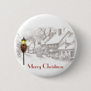 Badge Rond 5 Cm Bouton NoëlVille vintage