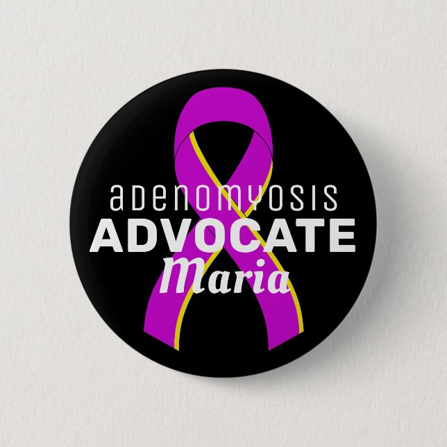 Badge Rond 5 Cm Bouton noir Adenomyosis Advocate Ribbon (Devant)