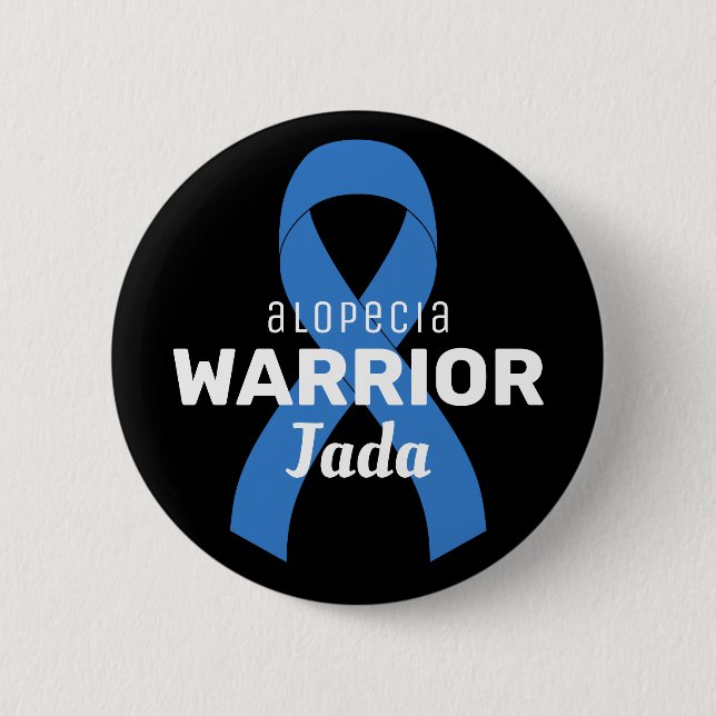 Badge Rond 5 Cm Bouton noir Alopecia Warrior (Devant)