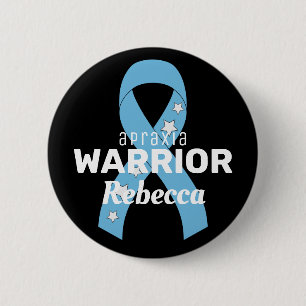 Badge Rond 5 Cm Bouton noir Apraxia Warrior Ribbon