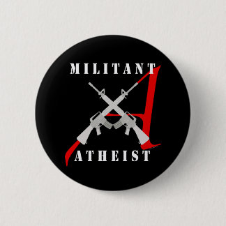 Badge Rond 5 Cm Bouton noir athée militant