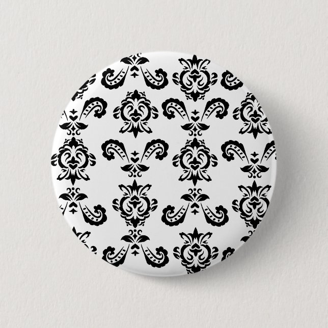 Badge Rond 5 Cm Bouton noir baroque (Devant)