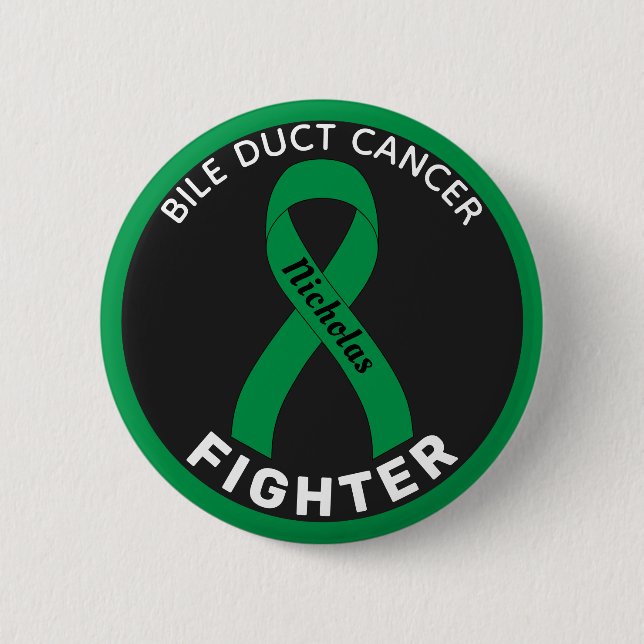 Badge Rond 5 Cm Bouton noir Bile Duct Cancer Fighter Ribbon Bouton (Devant)
