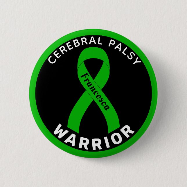 Badge Rond 5 Cm Bouton noir Cérébral Palsy Warrior (Devant)