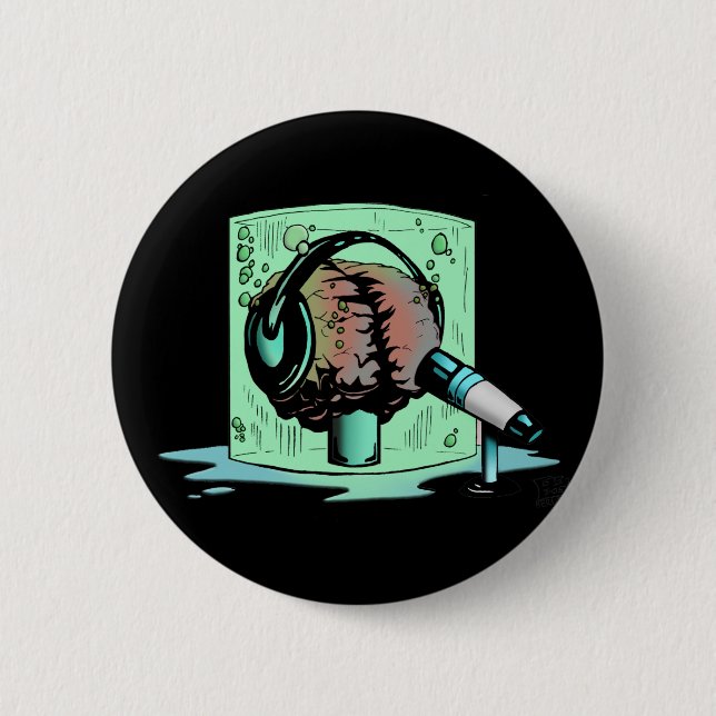 Badge Rond 5 Cm Bouton noir de cerveau (Devant)
