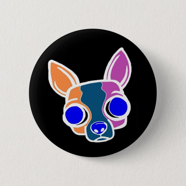 Badge Rond 5 Cm Bouton noir de chiot de moine (Devant)