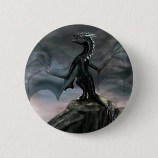 Badge Rond 5 Cm Bouton noir de dragon