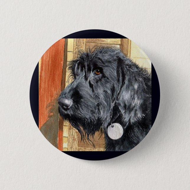 Badge Rond 5 Cm Bouton noir de Labradoodle #1 (Devant)