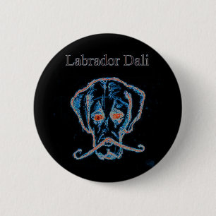Badge Rond 5 Cm Bouton noir de Labrador Dali