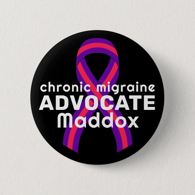 Badge Rond 5 Cm Bouton noir de l'Avocat migrainique chronique (Devant)