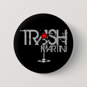 Badge Rond 5 Cm Bouton noir de logo de Martini de déchets