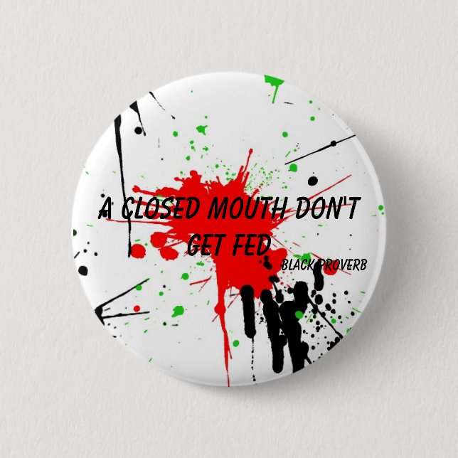 Badge Rond 5 Cm Bouton noir de proverbe (Devant)
