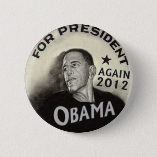 Badge Rond 5 Cm Bouton Noir d'Obama 2012 (Devant)