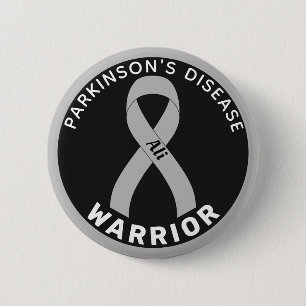 Badge Rond 5 Cm Bouton noir du guerrier de la maladie de Parkinson