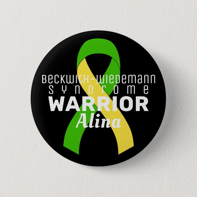 Badge Rond 5 Cm Bouton noir du guerrier du syndrome Beckwith-Wiede (Devant)