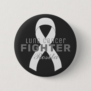 Badge Rond 5 Cm Bouton noir du ruban du cancer du poumon