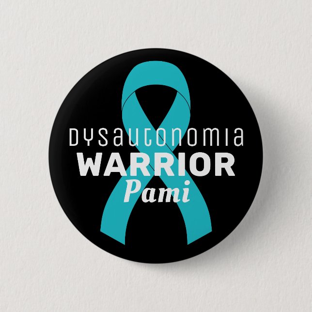 Badge Rond 5 Cm Bouton noir Dysautonomia Warrior Ribbon (Devant)