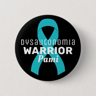 Badge Rond 5 Cm Bouton noir Dysautonomia Warrior Ribbon