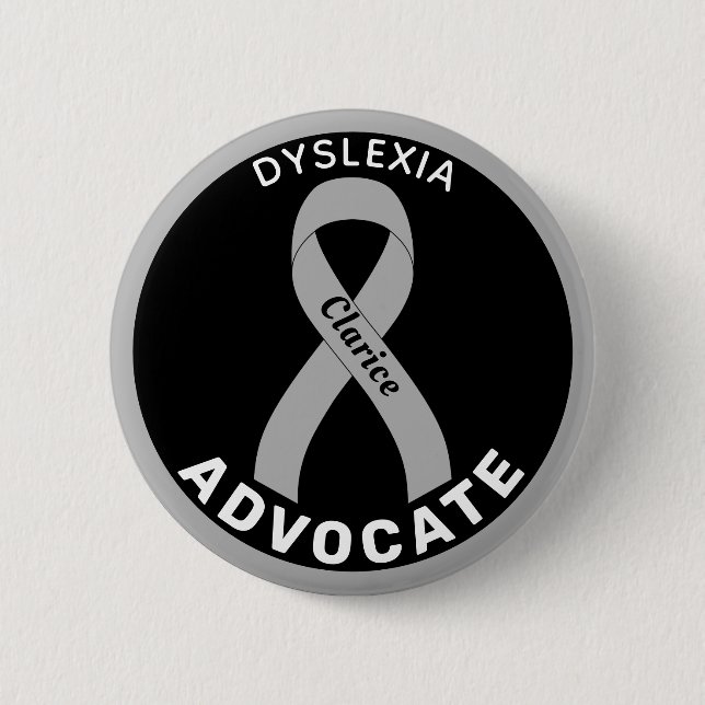 Badge Rond 5 Cm Bouton noir Dyslexia Advocate Ribbon (Devant)