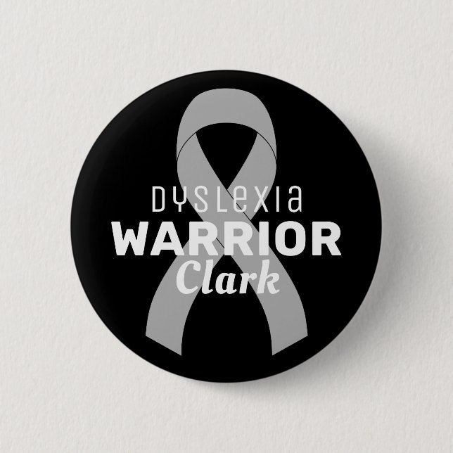 Badge Rond 5 Cm Bouton noir Dyslexia Warrior (Devant)