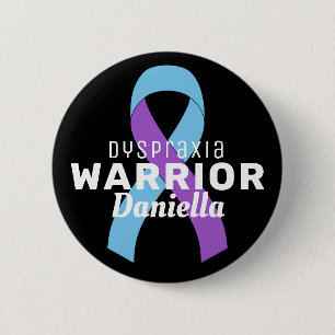 Badge Rond 5 Cm Bouton noir Dyspraxia Ribbon