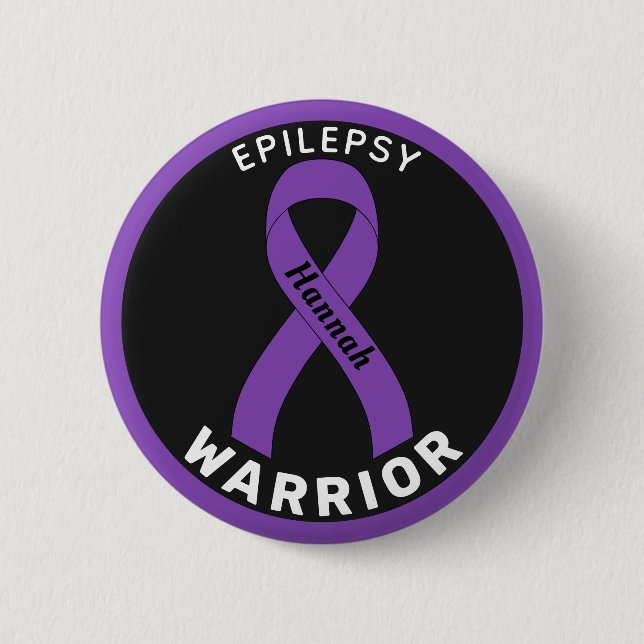 Badge Rond 5 Cm Bouton noir Epilepsy Warrior (Devant)