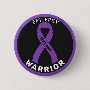Badge Rond 5 Cm Bouton noir Epilepsy Warrior