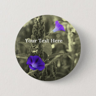 Badge Rond 5 Cm Bouton noir et blanc de fleur de gloires de matin
