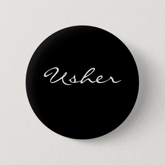 Badge Rond 5 Cm Bouton noir et blanc d'Usher (Devant)