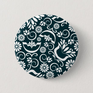 Badge Rond 5 Cm Bouton noir et blanc élégant