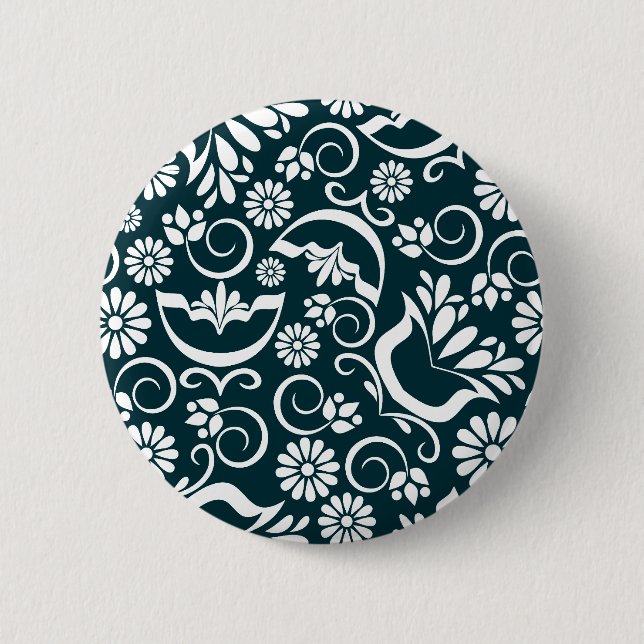 Badge Rond 5 Cm Bouton noir et blanc élégant (Devant)