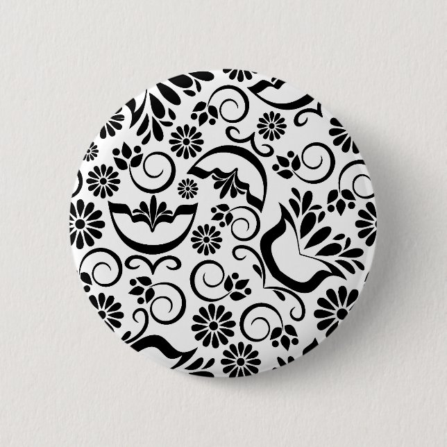 Badge Rond 5 Cm Bouton noir et blanc élégant (Devant)