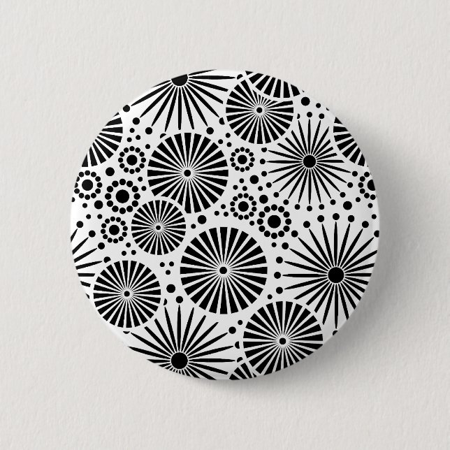 Badge Rond 5 Cm Bouton noir et blanc rétro (Devant)
