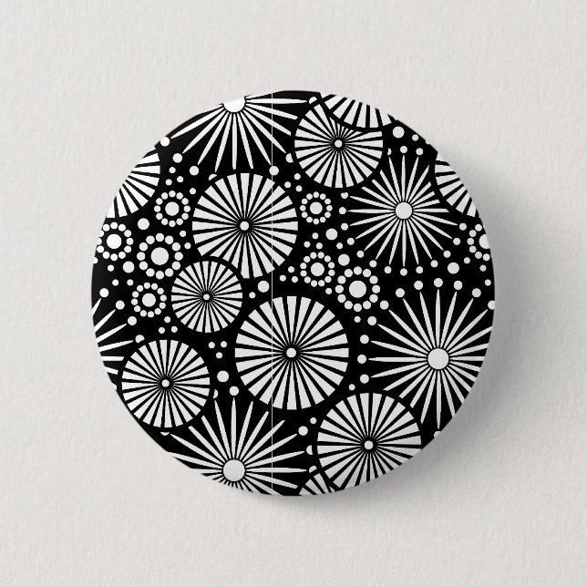 Badge Rond 5 Cm Bouton noir et blanc rétro (Devant)